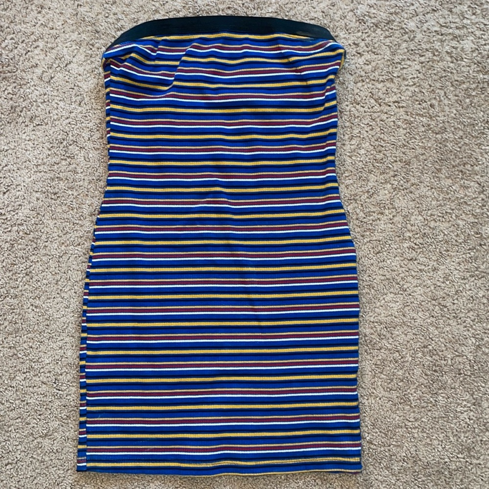 Striped strapless dress